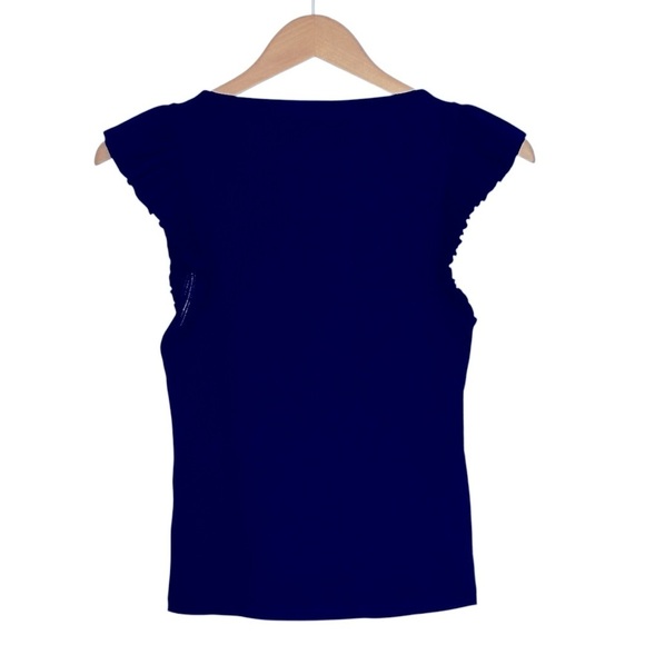 NEW J. CREW Vintage rib ruffle boatneck tank top in navy blue Size XS - Picture 3 of 8